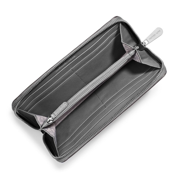 Michael Kors Jet Set Travel Zip Around Large Continental Wallet-Silver, NWT - Picture 2 of 8